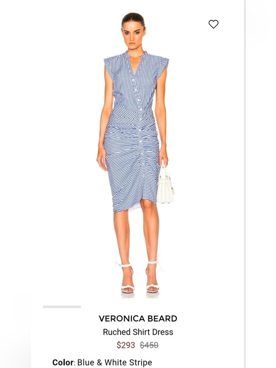 Veronica Beard Dresses & Skirts - Veronica Beard Womens Ruched Shirt Dress In Blue & White Stripe 100% Cotton Sz 4